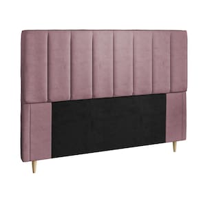 Cabeceira para Cama Box Queen Dobuê Veneza com Revestimento em Veludo - Rosê - 1
