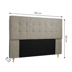 Cabeceira para Cama Box Queen Dobuê Sevilha com Revestimento em Veludo - Camurça - 3