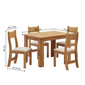 Mesa de Jantar Retangular Viero Tulipa com 4 Cadeiras Estofadas e Revestidas em Veludo
