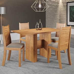 Mesa de Jantar Retangular Viero Carmen com 4 Cadeiras Estofadas e Revestidas em Veludo
