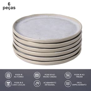 Conjunto de Prato de Pão Porto Brasil Bio Latte 6 peças – Bege - 3