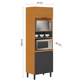 Paneleiro Itatiaia Ideale com 3 Portas, 5 Prateleiras e Nicho para Micro-ondas - 70cm largura
