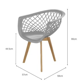 Cadeira de Jantar Web Wood Seat&Co com pés em Madeira - CAD SEAT&CO WEB PP BRASAO WOOD CINZA - 3