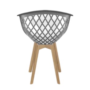 Cadeira de Jantar Web Wood Seat&Co com pés em Madeira - CAD SEAT&CO WEB PP BRASAO WOOD CINZA - 2
