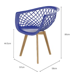 Cadeira de Jantar Web Wood Seat&Co com pés em Madeira - Azul Bic - 3