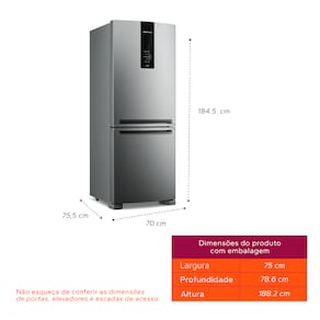 Geladeira Brastemp BRE57FK Frost Free Inverse com Painel Digital, Turbo Freezer e Ice Inox – 447L