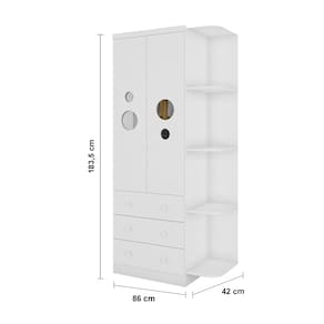 Guarda-Roupa Infantil Peroba Duda Plus com 2 Portas, 3 Gavetas, 5 Prateleiras e 86 cm de Largura