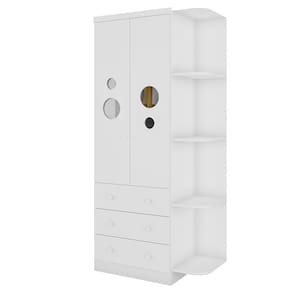 Guarda-Roupa Infantil Peroba Duda Plus com 2 Portas, 3 Gavetas, 5 Prateleiras e 86 cm de Largura