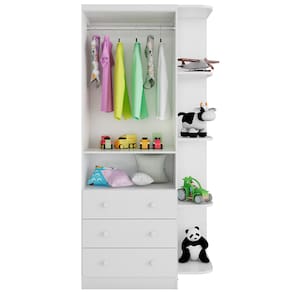 Guarda-Roupa Infantil Peroba Duda Plus com 2 Portas, 3 Gavetas, 5 Prateleiras e 86 cm de Largura