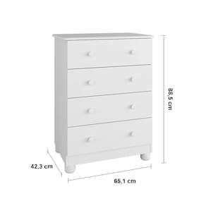 Cômoda Infantil Peroba Duda Plus com 4 Gavetas e 65,1 cm de Largura