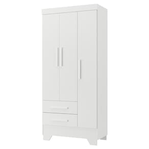 Guarda-roupa Infantil Rodial Adoleta com 3 Portas, 2 Gavetas, 3 Prateleiras e 81 cm de Largura - Branco - 1