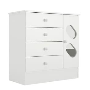 Cômoda Infantil Rodial Stop com 1 Porta, 4 Gavetas e 83 cm de Largura - Branco - 3