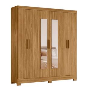 Guarda-Roupa Moval Valença com Espelho, 6 Portas, 2 Gavetas e 6 Prateleiras – 1,95cm de Largura - Freijó - 2