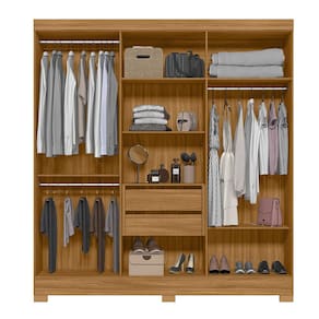 Guarda-Roupa de Casal Moval Valença com 6 portas, 2 gavetas, 6 prateleiras - 195cm de largura - Freijó - 1