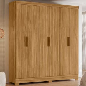Guarda-Roupa de Casal Moval Valença com 6 portas, 2 gavetas, 6 prateleiras - 195cm de largura - Freijó - 2