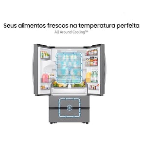 Geladeira Smart Samsung Frost Free French Door RF26 com SpaceMax e All Around Cooling 550L - Inox