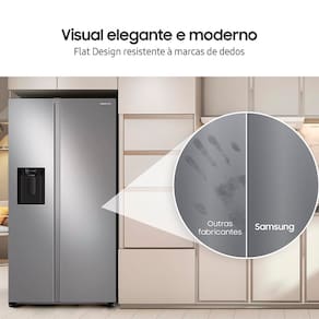 Geladeira Smart Samsung Frost Free French Door RF26 com SpaceMax e All Around Cooling 550L - Inox
