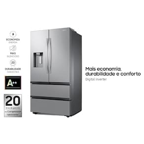 Geladeira Smart Samsung Frost Free French Door RF26 com SpaceMax e All Around Cooling 550L - Inox