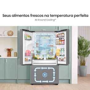 Geladeira Smart Samsung Frost Free French Door RF27 com SpaceMax e All Around Cooling 576L - Inox