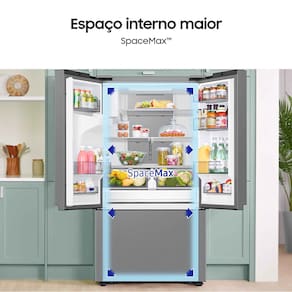 Geladeira Smart Samsung Frost Free French Door RF27 com SpaceMax e All Around Cooling 576L - Inox