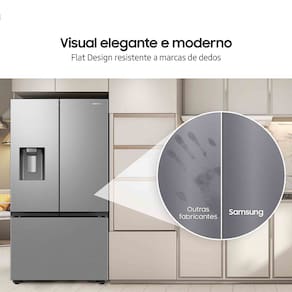 Geladeira Smart Samsung Frost Free French Door RF27 com SpaceMax e All Around Cooling 576L - Inox