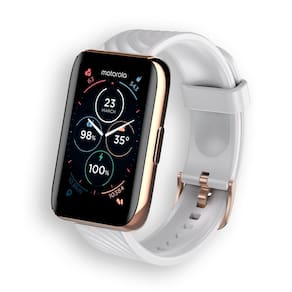 Smartwatch Motorola Moto Watch 40 Branco e Rosê Tela TFT de 1.57", Bluetooth e Sensor de Frequência Cardíaca