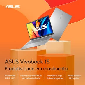 Notebook Asus Vivobook 15 com processador Intel Pentium Gold, 4GB RAM, 128GB SSD, Tela Full HD 15,6" e Windows 11 - X1500EA-EJ4239WS