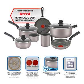 Conjunto de Panelas 7 Peças Rochedo Imusa Talent com Antiaderente Tefal - Cinza