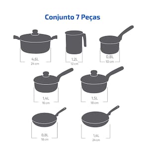Conjunto de Panelas 7 Peças Rochedo Imusa Talent com Antiaderente Tefal - Cinza