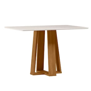 Mesa de Jantar Retangular New Ceval Amsterdam com 4 Cadeiras Estofadas e Revestidas - Ypê, Off White e Areia - 1