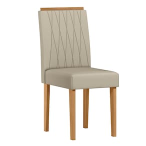 Mesa de Jantar Retangular New Ceval Amsterdam com 4 Cadeiras Estofadas e Revestidas - Ypê, Off White e Areia - 2