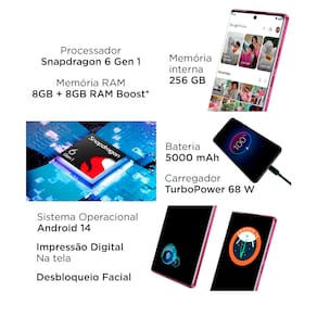 Smartphone Motorola Edge 50 Fusion 5G Pink 256GB, 8GB RAM + 8GB Ram Boost, 50MP Sony AI Camera IP68 NFC