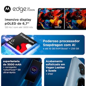 Smartphone Motorola Edge 50 Fusion 5G Pink 256GB, 8GB RAM + 8GB Ram Boost, 50MP Sony AI Camera IP68 NFC