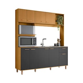 Cozinha Compacta Poliman Liz 9 Portas, 1 Gaveta e 3 Prateleiras - 180cm de largura