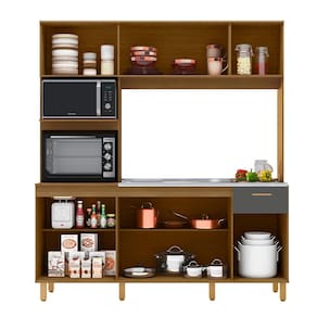 Cozinha Compacta Poliman Liz 9 Portas, 1 Gaveta e 3 Prateleiras - 180cm de largura