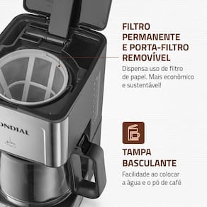 Cafeteira Elétrica Mondial Dolce Arome Vidro C-43-20X-SI 20 Xícaras 550W – Preto/Inox - 220V - 3