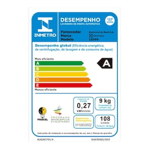 Lavadora de Roupas Electrolux 9kg LED09 com Vidro Temperado e Ciclo Edredom - Branca