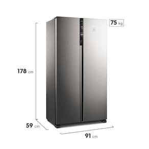 Geladeira Electrolux Frost Free Side By Side 435L IS4S com Tecnologia AutoSense, Painel Digital e Turbo Freezer - Inox