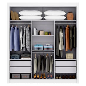 Guarda-Roupa Maxel Móveis Premium com 3 Portas de Correr, 4 Gavetas, 2 Prateleiras e Espelho