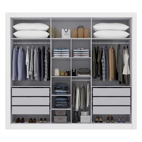 Guarda-roupa Maxel Móveis Thor com 6 Portas, 6 Gavetas, 6 Prateleiras e 2 Cabideiros