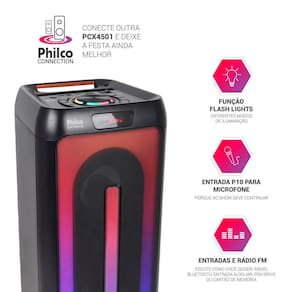Caixa de Som Amplificada Philco PCX4501 com Bluetooth, Entrada USB e Flash Light - 350W