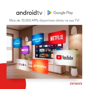 Smart TV 50" 4K Full HD AIWA 50BL02A com Android TV, Dolby Áudio, HDR10+, Wi-fi, Bluetooth, Comando de Voz, Blue Protect e Borda Ultrafina