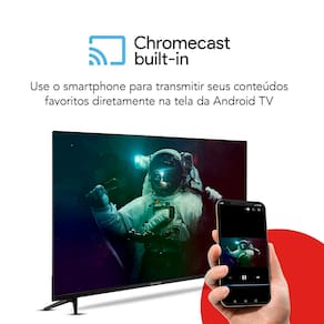 Smart TV 50" 4K Full HD AIWA 50BL02A com Android TV, Dolby Áudio, HDR10+, Wi-fi, Bluetooth, Comando de Voz, Blue Protect e Borda Ultrafina