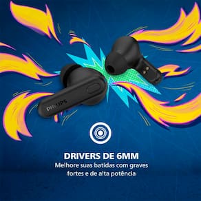 Fone de Ouvido Bluetooth Philips TAT1108BK TWS - Preto
