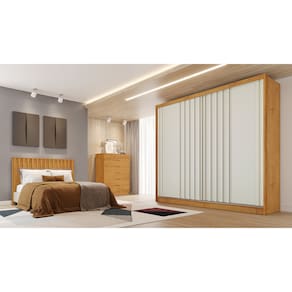 Guarda-Roupa Europa Mademarques Córdoba, 2 portas de correr, 4 gavetas e 15 prateleiras – 226 cm de Largura