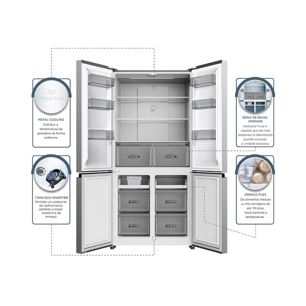 Geladeira TCL Multidoor C589CDN1 Frost Free, Twin Eco Inverter