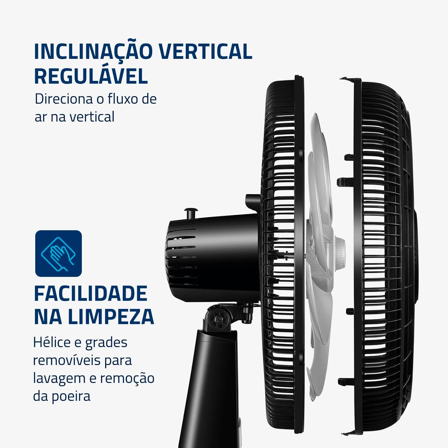Ventilador de Mesa Mondial Turbo NVT408PB 40cm 8 Pás 3 Velocidades Preto/Prata - 110V - 2