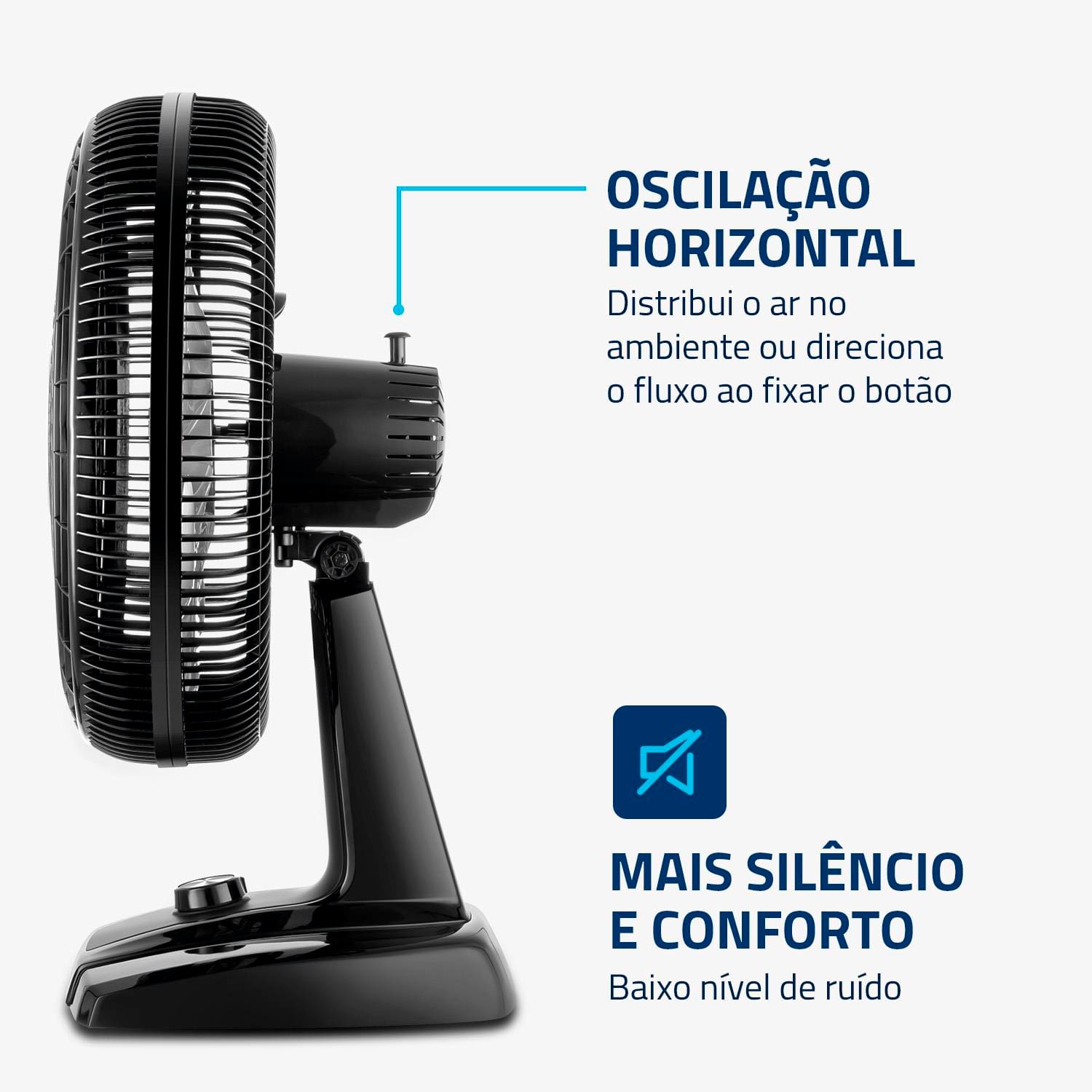 Ventilador de Mesa Mondial Turbo NVT408PB 40cm 8 Pás 3 Velocidades Preto/Prata - 220V - 3