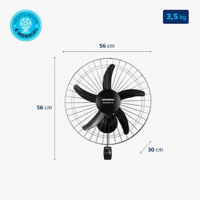 Ventilador de Parede 50cm Mondial Turbo Pro NVP com 5 Pás, 3 Velocidades - Preto