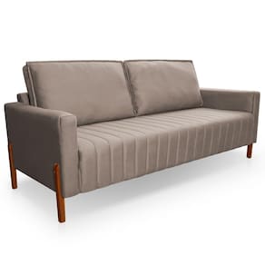 Sofá 3 Lugares Hellen Capriccio Revestido em Veludo - 210cm de Largura - Tabaco - 1